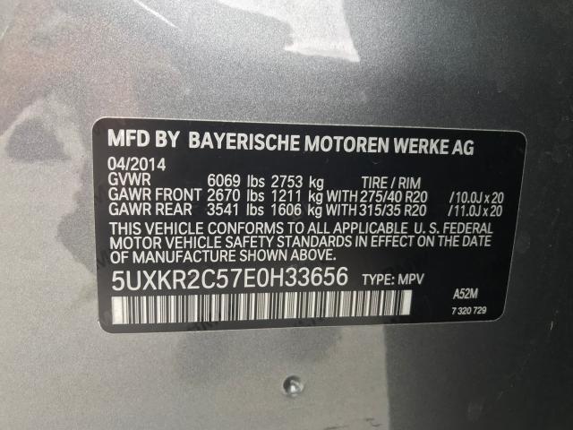 5UXKR2C57E0H33656 - 2014 BMW X5 SDRIVE3 CHARCOAL photo 10
