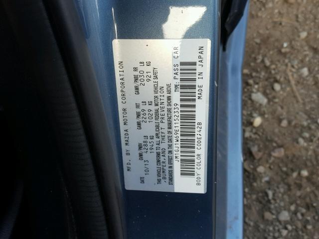 JM1GJ1W69E1152339 - 2014 MAZDA 6 GRAND TO BLUE photo 10