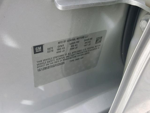 1G1ZB5STXGF228285 - 2016 CHEVROLET MALIBU LS Gümüş foto 10