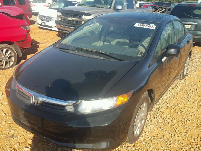 2HGFB2F55CH605247 - 2012 HONDA CIVIC LX BLACK photo 2