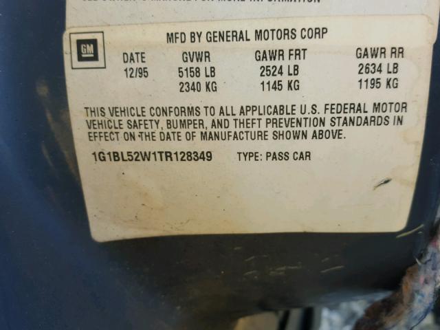 1G1BL52W1TR128349 - 1996 CHEVROLET CAPRICE CL BLUE photo 10