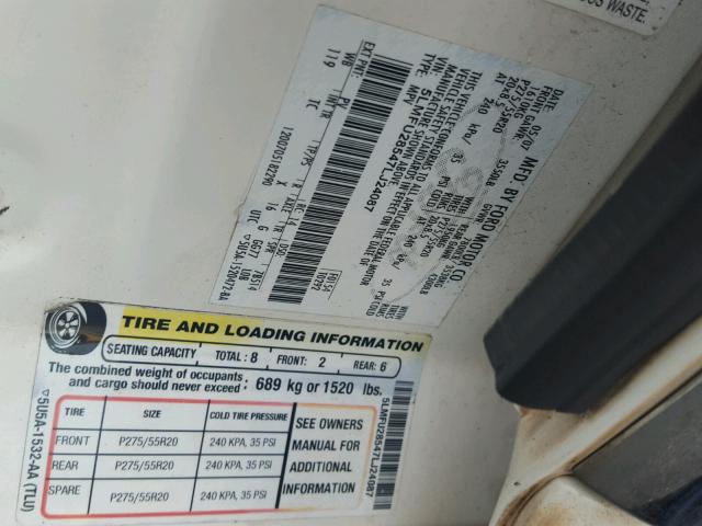 5LMFU28547LJ24087 - 2007 LINCOLN NAVIGATOR Blanc photo 10