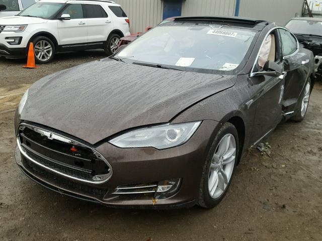 5YJSA1H19EFP43791 - 2014 TESLA MODEL S BEIGE photo 2