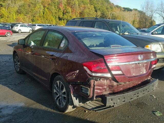 19XFB2F80DE278925 - 2013 HONDA CIVIC EX MAROON photo 3