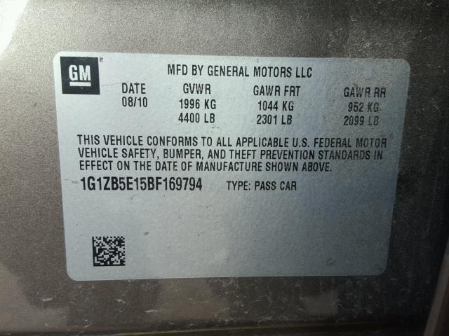 1G1ZB5E15BF169794 - 2011 CHEVROLET MALIBU LS BROWN photo 10