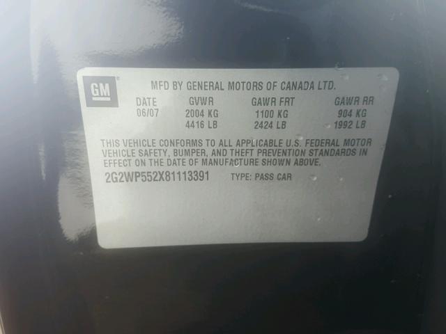 2G2WP552X81113391 - 2008 PONTIAC GRAND PRIX 黑色 照片 10