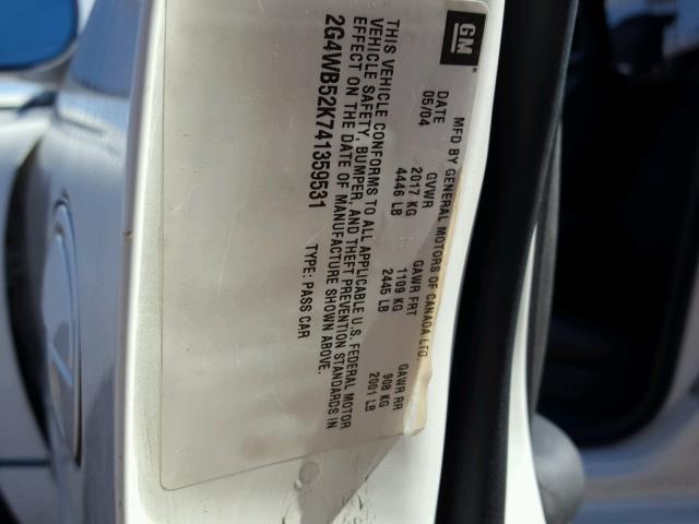 2G4WB52K741359531 - 2004 BUICK REGAL LS WHITE photo 10