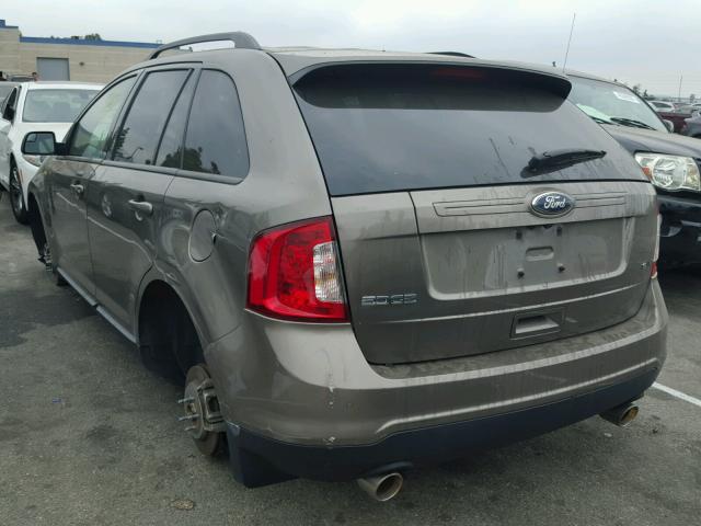 2FMDK3JC2EBB67712 - 2014 FORD EDGE SEL GOLD photo 3