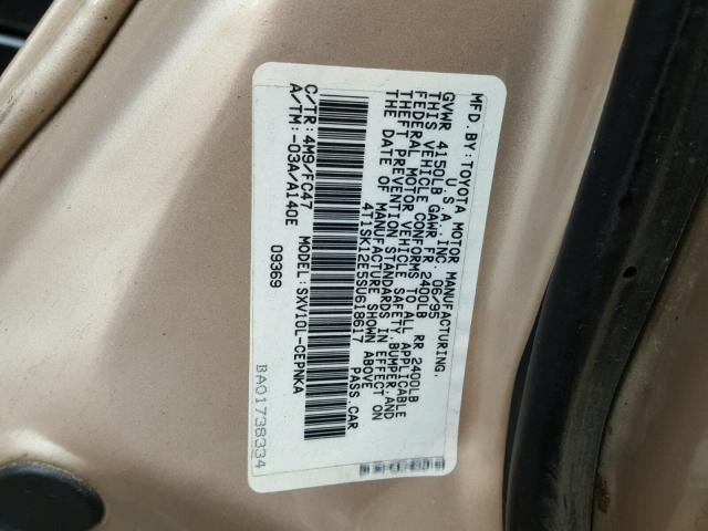 4T1SK12E9RU432170 - 1994 TOYOTA CAMRY TAN photo 10