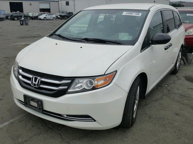 5FNRL5H25EB107328 - 2014 HONDA ODYSSEY LX WHITE photo 2