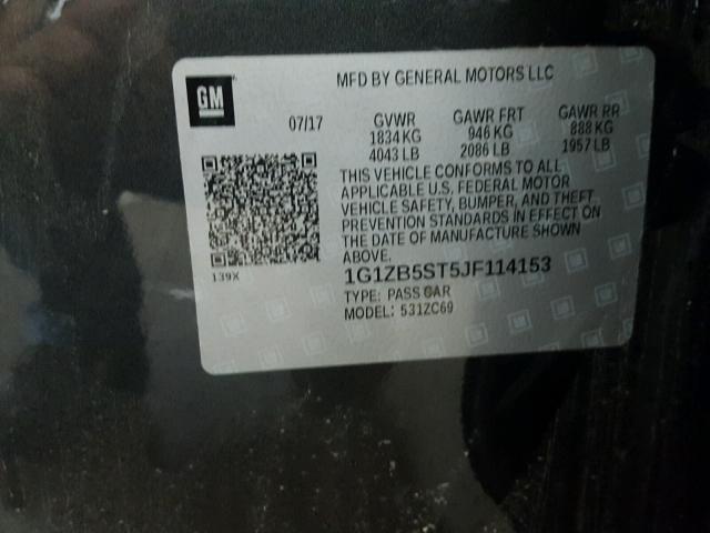 1G1ZB5ST5JF114153 - 2018 CHEVROLET MALIBU LS გრაფიტი ფოტო 10