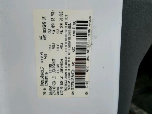 1D7KS28C47J509628 - 2007 DODGE RAM 2500 S Սպիտակ լուսանկար 10