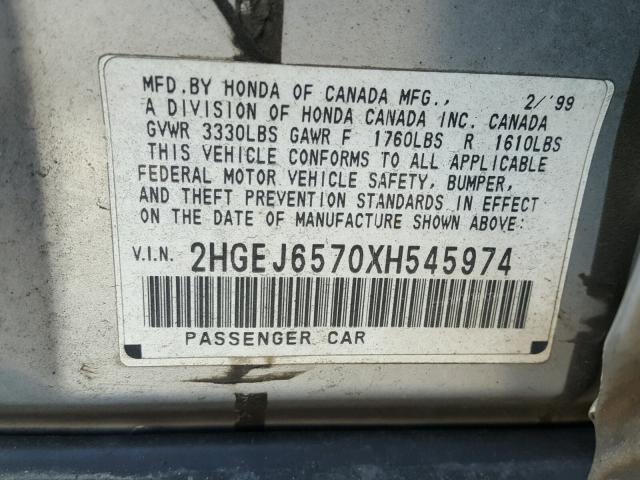 2HGEJ6570XH545974 - 1999 HONDA CIVIC LX SILVER photo 8