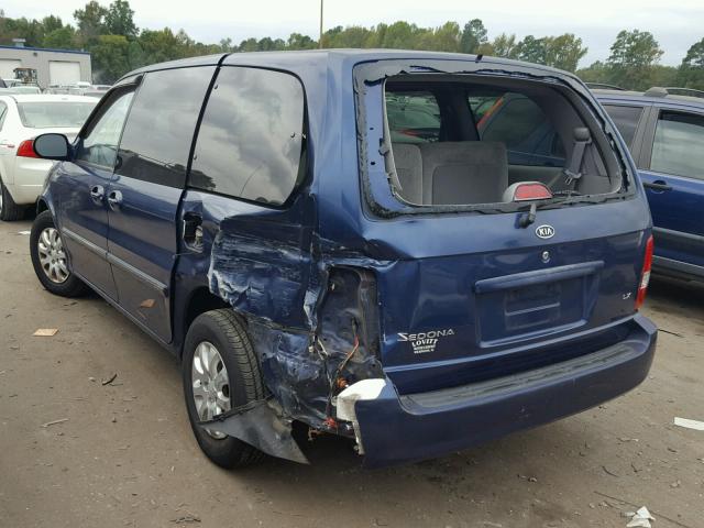 KNDUP132556724240 - 2005 KIA SEDONA EX BLUE photo 3