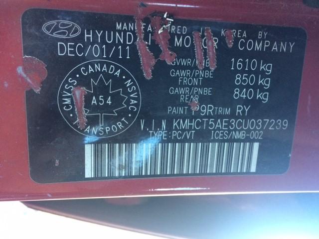 KMHCT5AE3CU037239 - 2012 HYUNDAI ACCENT GLS RED photo 9