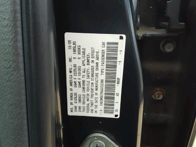 1HGCM56796A032386 - 2006 HONDA ACCORD EX GRAY photo 10