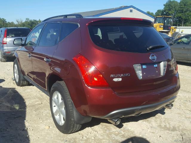 JN8AZ08W55W410112 - 2005 NISSAN MURANO SL BURGUNDY photo 3