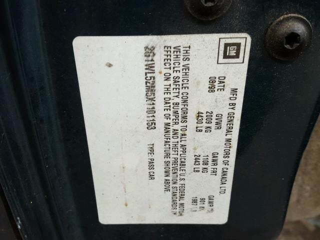 2G1WL52M5X1101153 - 1999 CHEVROLET LUMINA BAS ტალღისფერი ფოტო 10