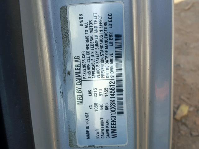 WMEEK31XX8K145612 - 2008 SMART FORTWO PAS 蓝色 照片 10