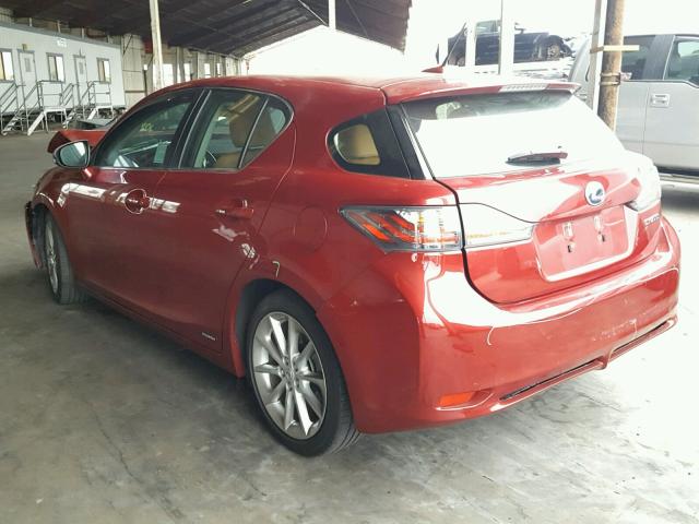 JTHKD5BH4D2126626 - 2013 LEXUS CT 200 RED photo 3