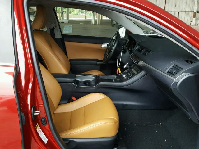 JTHKD5BH4D2126626 - 2013 LEXUS CT 200 RED photo 5