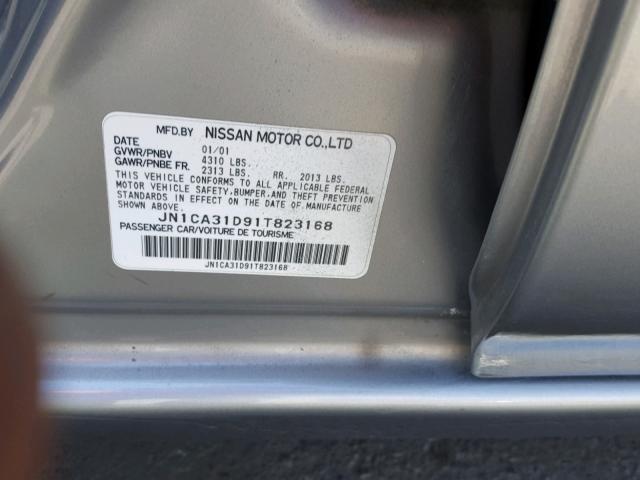 JN1CA31D91T823168 - 2001 NISSAN MAXIMA GXE SILVER photo 10