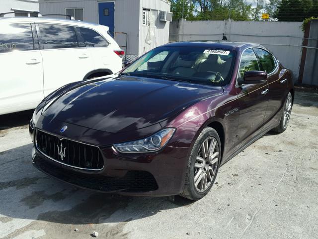 ZAM57XSA2F1134569 - 2015 MASERATI GHIBLI MAROON photo 2