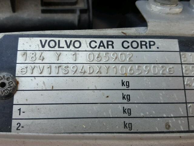 YV1TS94DXY1065902 - 2000 VOLVO S80 SILVER photo 10