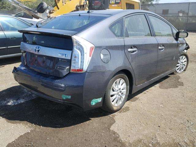 JTDKN3DP4C3007250 - 2012 TOYOTA PRIUS PLUG GRAY photo 4