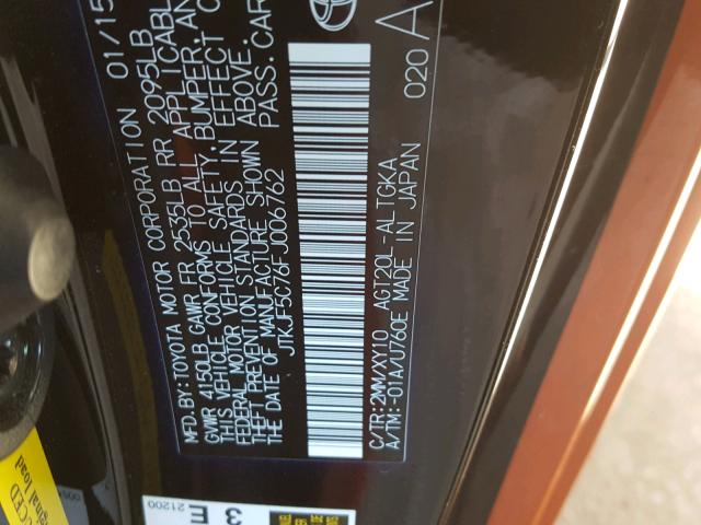 JTKJF5C76FJ006762 - 2015 TOYOTA SCION TC 双色 照片 10