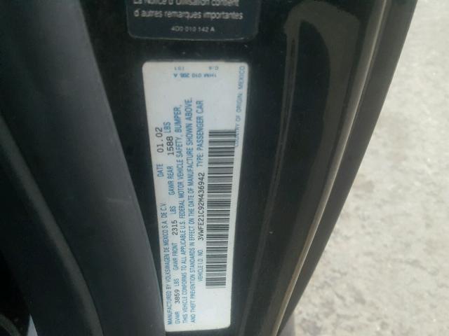 3VWFE21C92M436942 - 2002 VOLKSWAGEN NEW BEETLE 黑色 照片 10