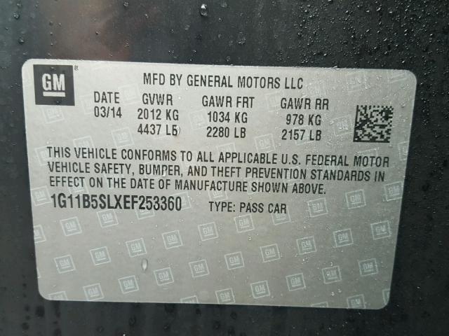 1G11B5SLXEF253360 - 2014 CHEVROLET MALIBU LS შავი ფოტო 10