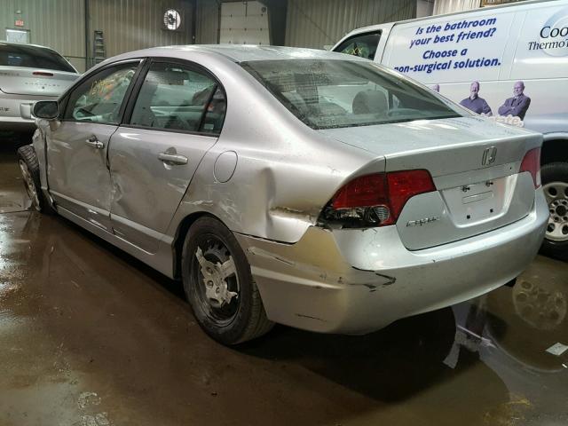 2HGFA16558H322559 - 2008 HONDA CIVIC LX SILVER photo 3