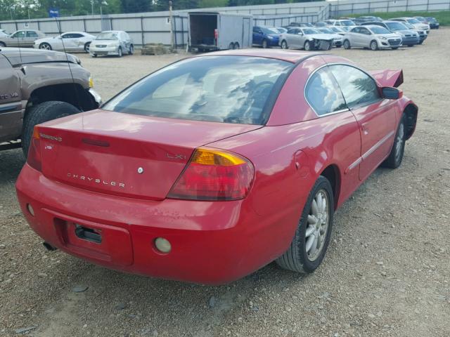 4C3AG52H62E147643 - 2002 CHRYSLER SEBRING LX RED photo 4