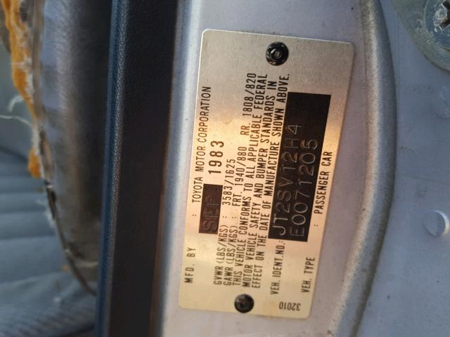 JT2SV12H4E0071205 - 1984 TOYOTA CAMRY DLX BLUE photo 10