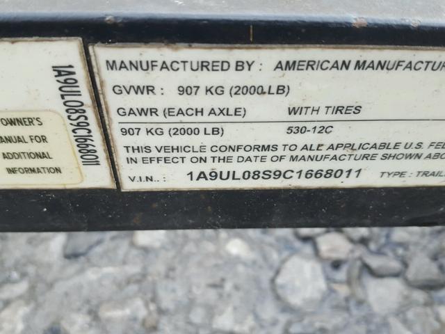 1A9UL08S9C1668011 - 2013 UTILITY TRAILER BLACK photo 10