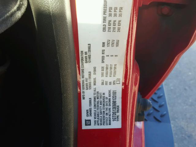 1GTDS13E698123101 - 2009 GMC CANYON RED photo 10