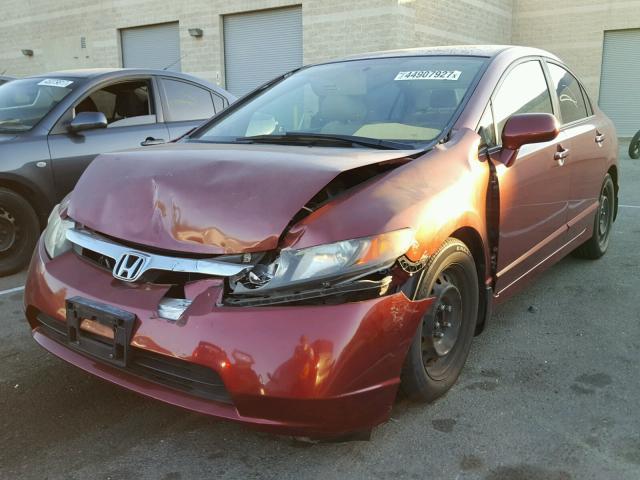 JHMFA16547S003707 - 2007 HONDA CIVIC LX RED photo 2