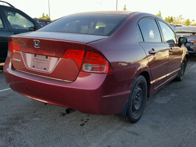 JHMFA16547S003707 - 2007 HONDA CIVIC LX RED photo 4