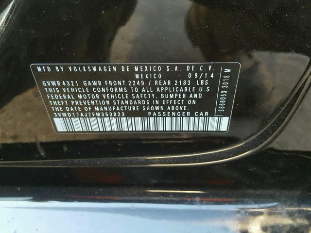 3VWD17AJ7FM353823 - 2015 VOLKSWAGEN JETTA SE Qara foto 10