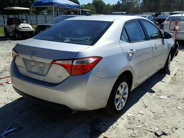 5YFBURHE2FP283808 - 2015 TOYOTA COROLLA L SILVER photo 4