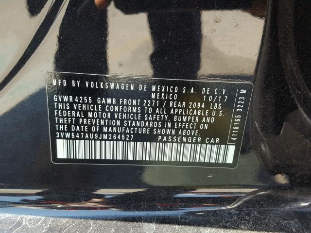 3VW547AU9JM264527 - 2018 VOLKSWAGEN GTI SPORT BLACK photo 10
