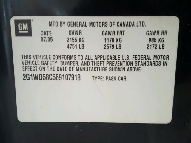 2G1WD58C569107918 - 2006 CHEVROLET IMPALA SUP 黑色 照片 10