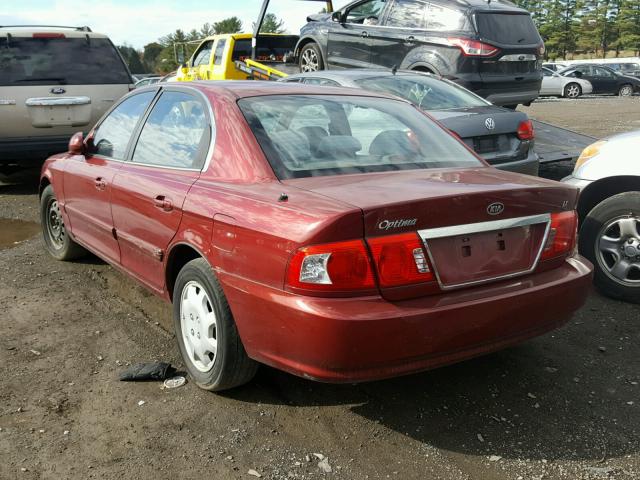 KNAGD126855423538 - 2005 KIA OPTIMA LX BURGUNDY photo 3