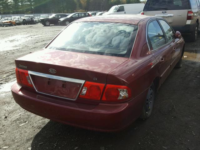 KNAGD126855423538 - 2005 KIA OPTIMA LX BURGUNDY photo 4