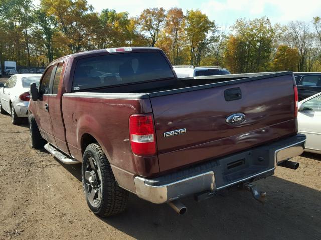 1FTRX14W66NB52352 - 2006 FORD F150 BURGUNDY photo 3