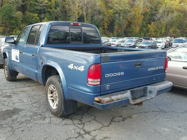 1D7HG38N94S609121 - 2004 DODGE DAKOTA QUA BLUE photo 3