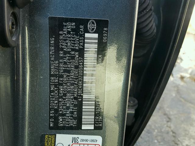 4T1BE46K37U056457 - 2007 TOYOTA CAMRY NEW GRAY photo 10