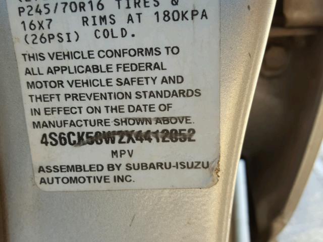 4S6CK58W2X4412052 - 1999 HONDA PASSPORT E 银色 照片 10