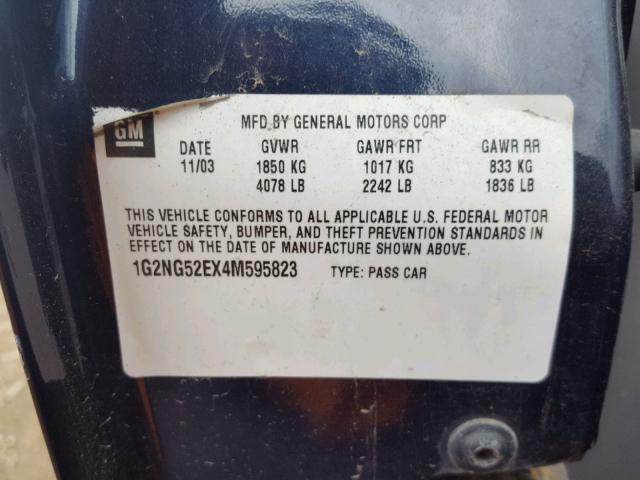 1G2NG52EX4M595823 - 2004 PONTIAC GRAND AM S BLUE photo 10